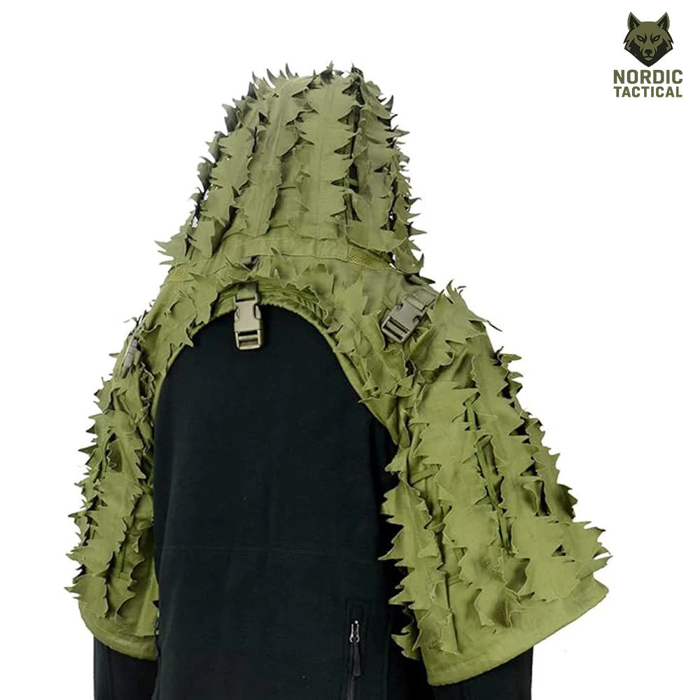 Tactical Ghillie Suit Foundation – Camouflage Sniper Hood & Poncho
