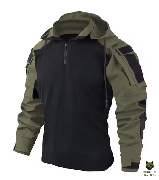 Nordic Tactical Combat Shirt – 1/4 Zipper Quick-Dry Hooded Camo Top