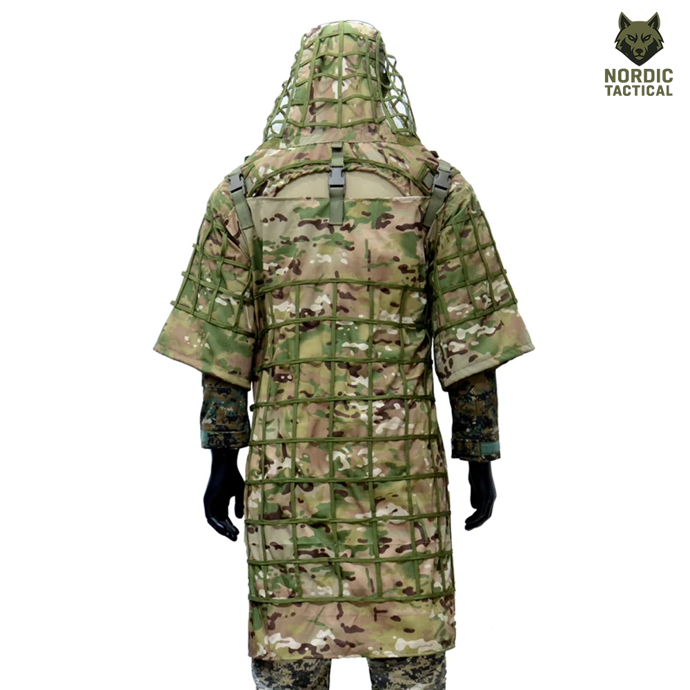 Tactical Ghillie Suit Foundation – Camouflage Sniper Hood & Poncho