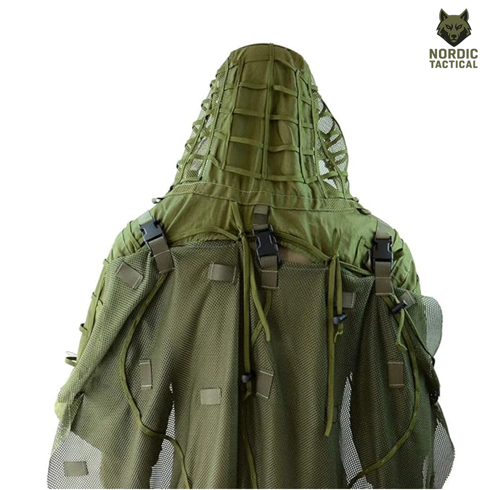 Tactical Ghillie Suit Foundation – Camouflage Sniper Hood & Poncho