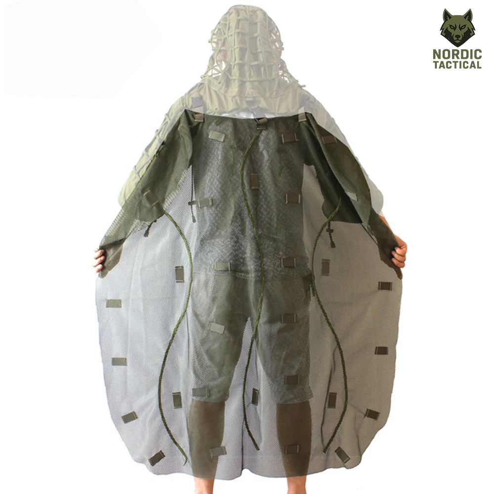 Tactical Ghillie Suit Foundation – Camouflage Sniper Hood & Poncho