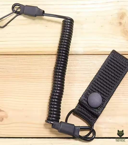 Nordic Tactical Elastic Lanyard Rope – Anti-Lost Spring Safety Strap for Gun, Keys & Flashlight
