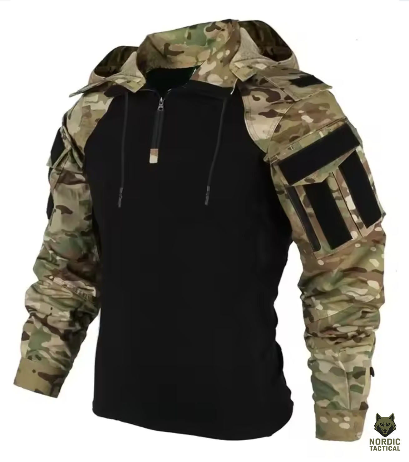 Nordic Tactical Combat Shirt – 1/4 Zipper Quick-Dry Hooded Camo Top