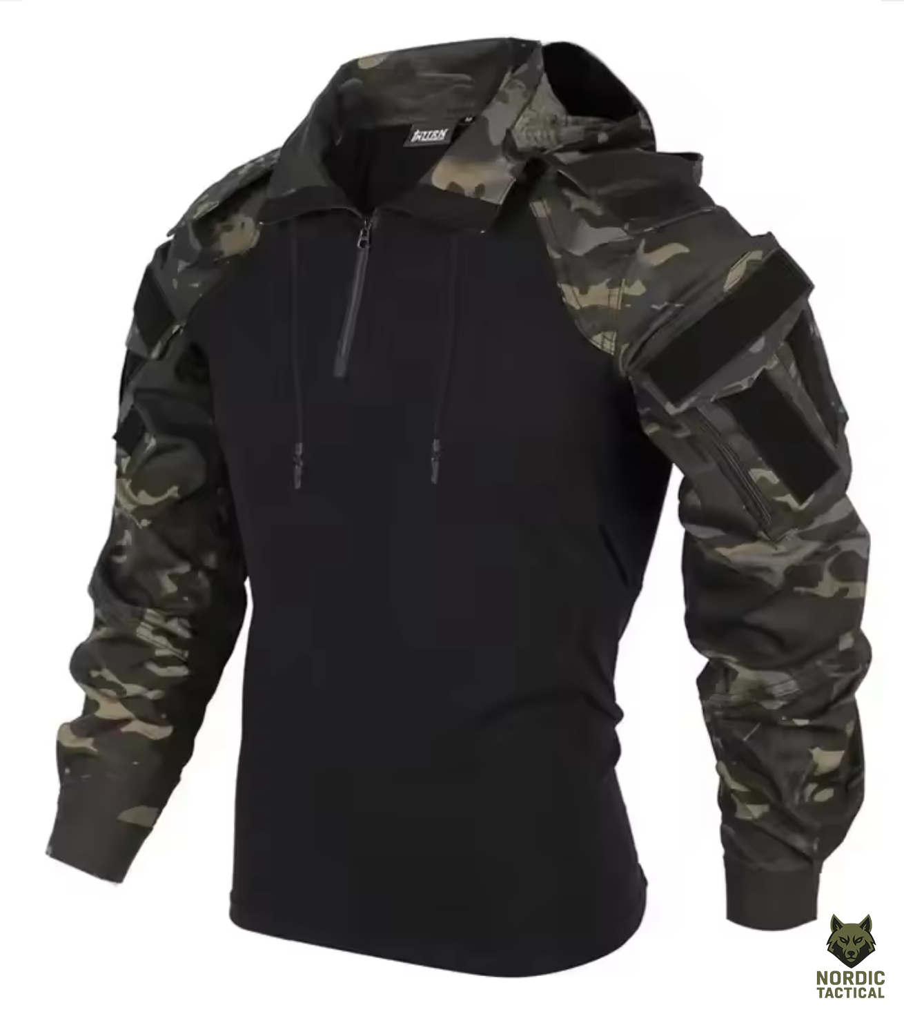 Nordic Tactical Combat Shirt – 1/4 Zipper Quick-Dry Hooded Camo Top