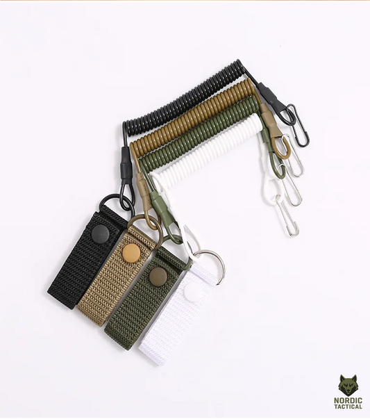 Nordic Tactical Elastic Lanyard Rope – Anti-Lost Spring Safety Strap for Gun, Keys & Flashlight