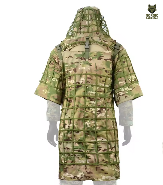 Tactical Ghillie Suit Foundation – Camouflage Sniper Hood & Poncho