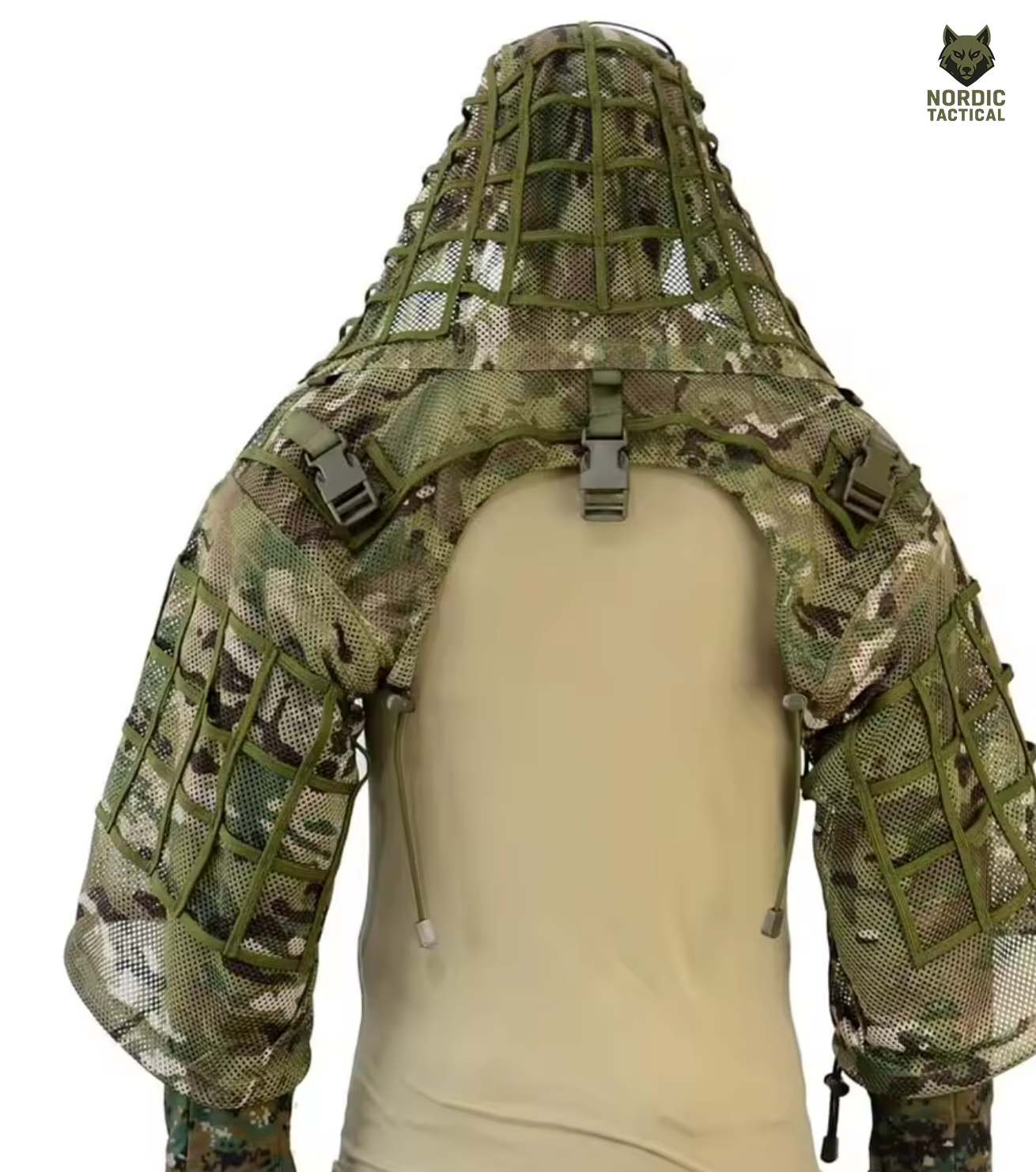 Tactical Ghillie Suit Foundation – Camouflage Sniper Hood & Poncho
